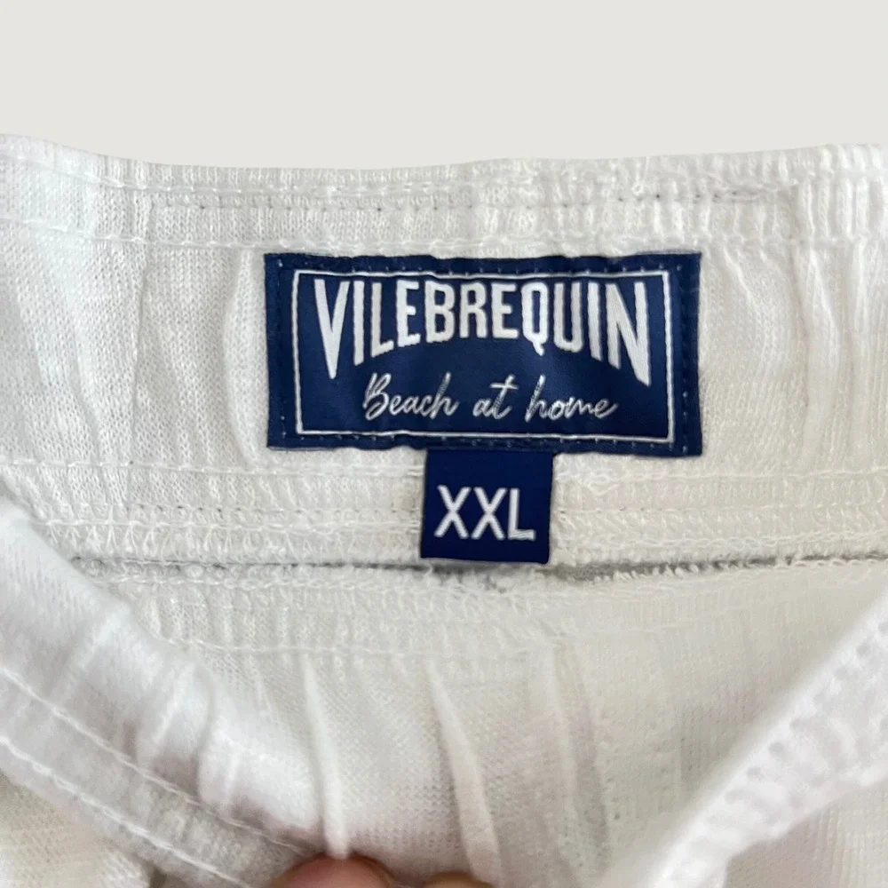 Vilebrequin Men's Beach at Home Linen Drawstring Pants White XXL EUC Relaxed Fit